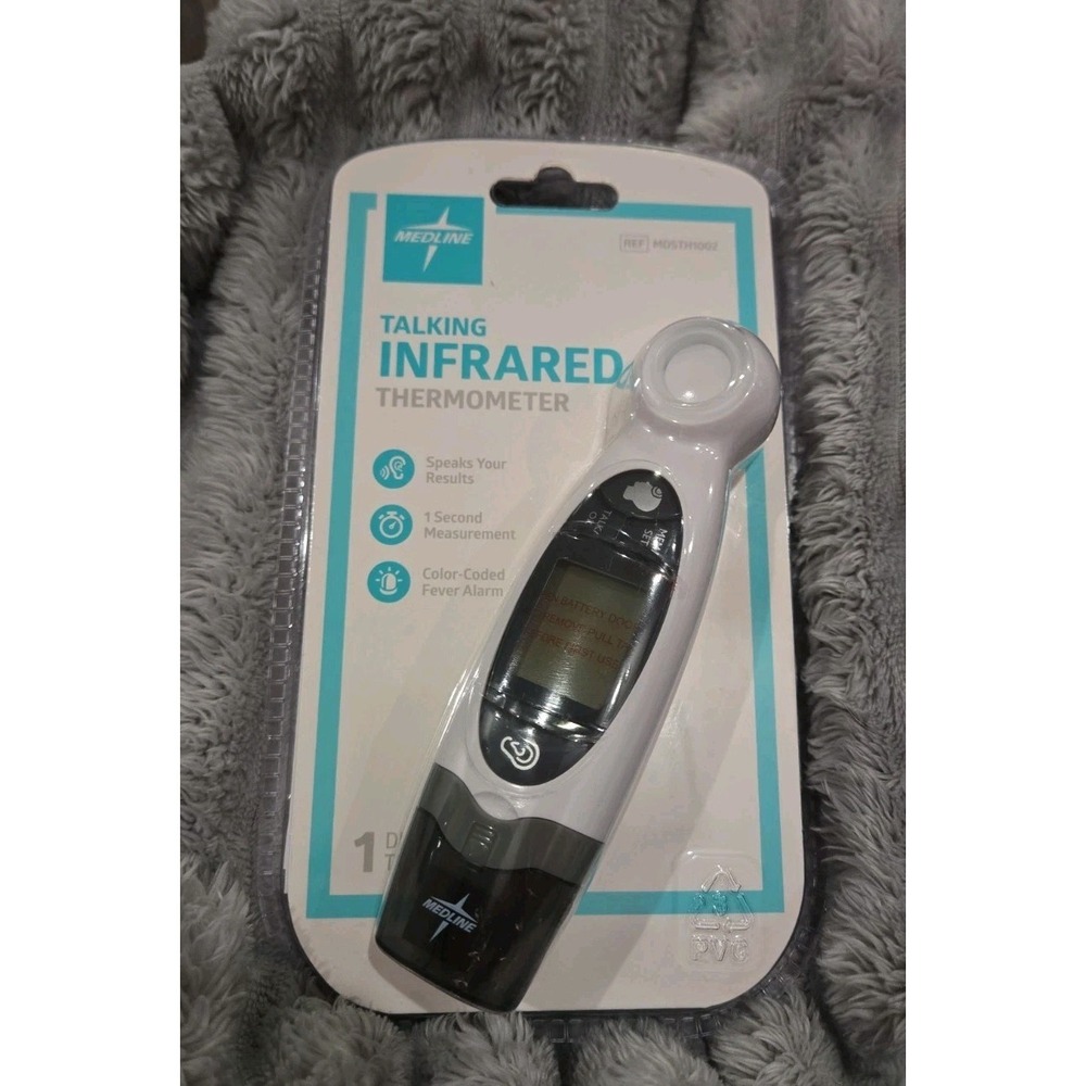 MEDLINE Talking Infrared Thermometer Speaks Results Color Coded Fever Alarm NIP!